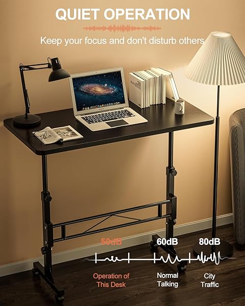 AMZTABLER SMALL STANDING DESK ADJUSTABLE HEIGHT, MOBILE STAND UP DESK WITH WHEELS, 32 INCH PORTABLE ROLLING DESKS CONFERENCE ROOM TABLESF FOR WALKING PAD TREADMILL BLACK
