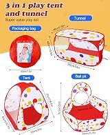 MAIKEHIGH 3 in 1 Kids Pop Up Play Tent with Crawl Tunnel Ball Pit view 4
