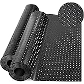 Diamond-Plate Rubber Flooring Rolls, 21FT *16IN Garage Floor Mat, 4 * 7Ft Cover Area PVC Garage Flooring Roll for Garage Floor, RV Trailer Flooring, Water/Stain Resistant Parking Mat Black(1Pcs)