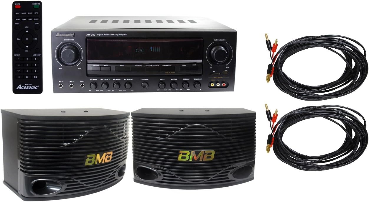 Acesonic AM-200 Amplifier Bundle with BMB CSN-500 10" Speaker (Pair)