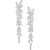 SWEETV Marquise Cubic Zirconia Wedding Earrings for Women Brides, Crystal Chandelier Bridal Drop Earrings for Prom Pageant