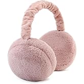 RUIKUNA Earmuffs Women Winter Black Ear Covers Foldable Fluffy White Ear Warmers Girls Cute Ear Muff Headbands Big