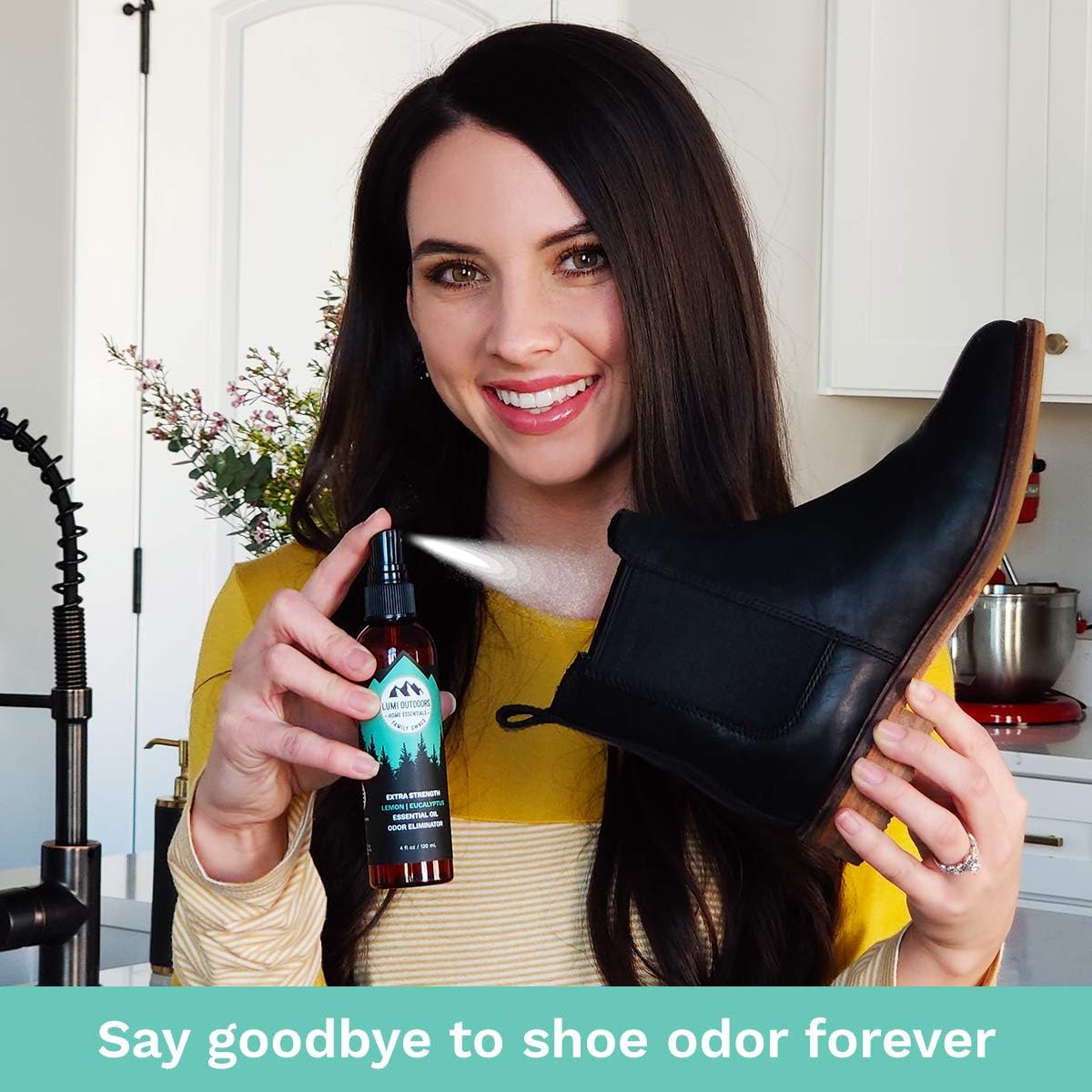 Natural Shoe Deodorizer Spray, Foot Odor Eliminator and Air Freshener - Organic Lemongrass, Mint, Tea Tree Essential Oils: Sports & Outdoors