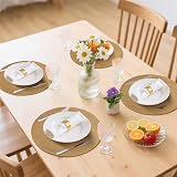 MI CASA Round Placemats and Coasters Set of 6 Golden Brown view 6