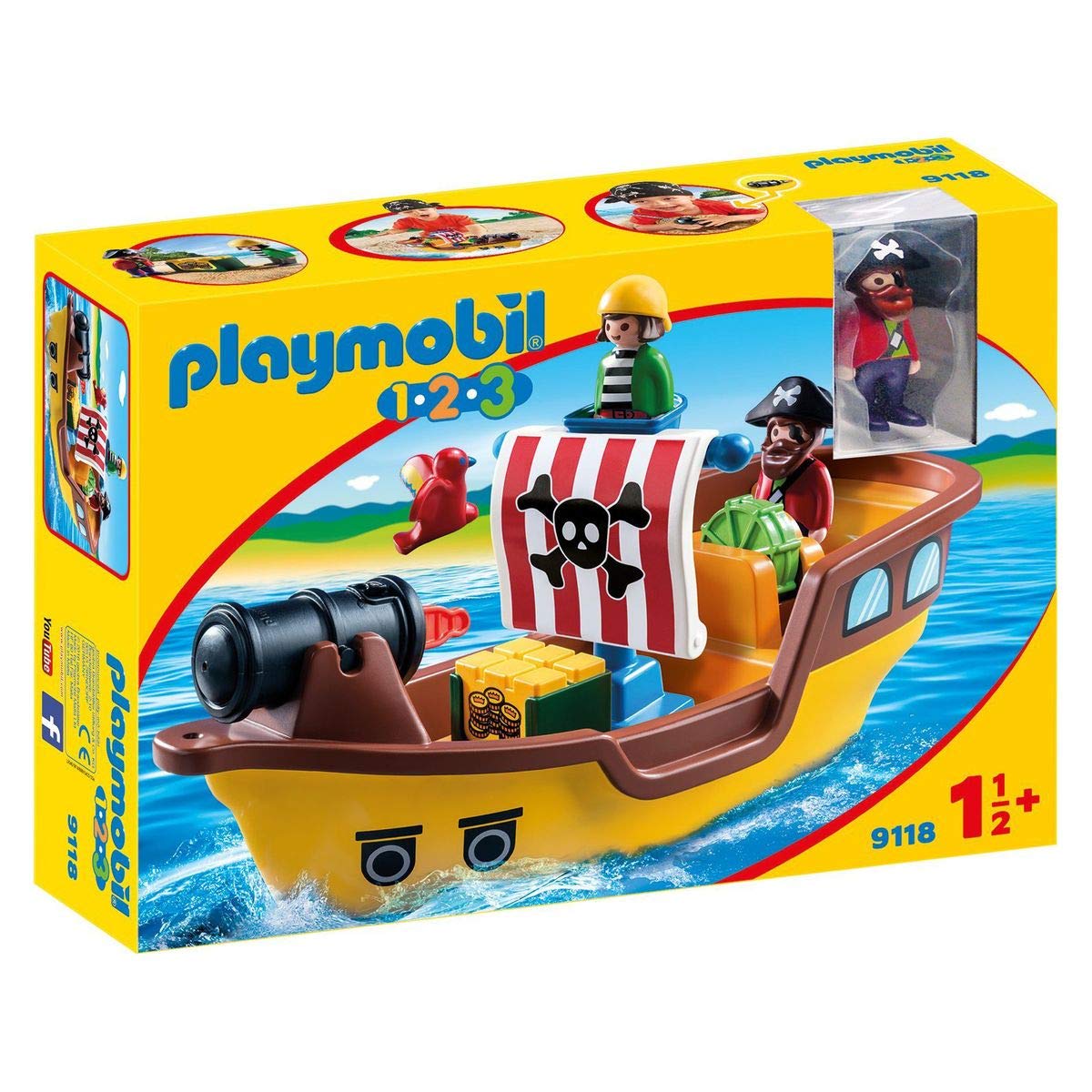 PlayMOBIL 9118 1.2.3 Pirate Ship, For Children Ages 1.5+, Fun Imaginative Role-Play, PlaySets Suitable for Children Ages 4+