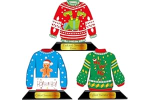 LOTADILO 3 PCS Christmas Trophy Christmas Gingerbread Man Contest Trophy Wooden Decoration Gingerbread Man Trophy Medals Decorating Kit Xmas House Awards Funny Party Prizes