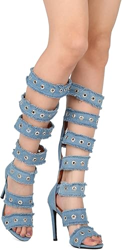 denim gladiator sandals
