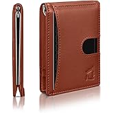 Kingly Cash Clip Slim Leather Wallet for Men with RFID Blocking & Money Clip - Minimalist Front Pocket Bifold Wallet Holds 12 Cards - Secure Card Holder with Easy Access Pull Tab
