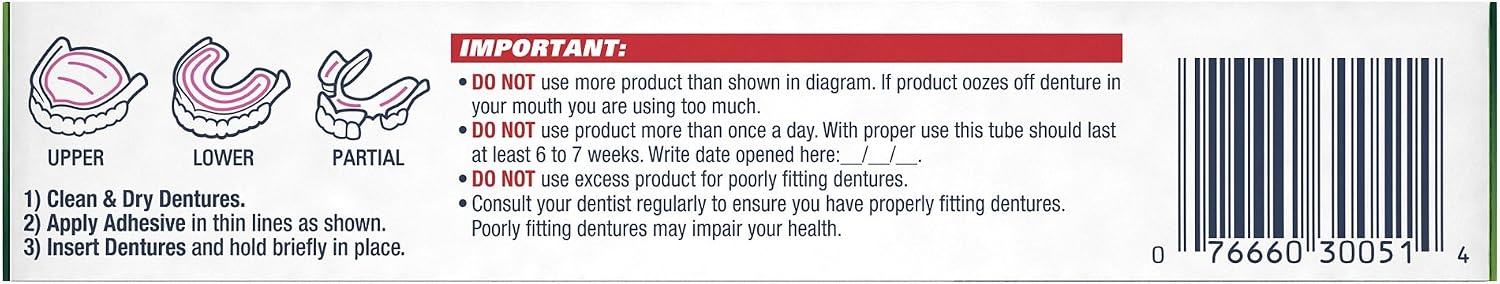 Fixodent Control Denture Adhesive Cream Plus Scope Flavor, 2 Oz, Pack of 4, 57 g (Pack of 4) - Image 4