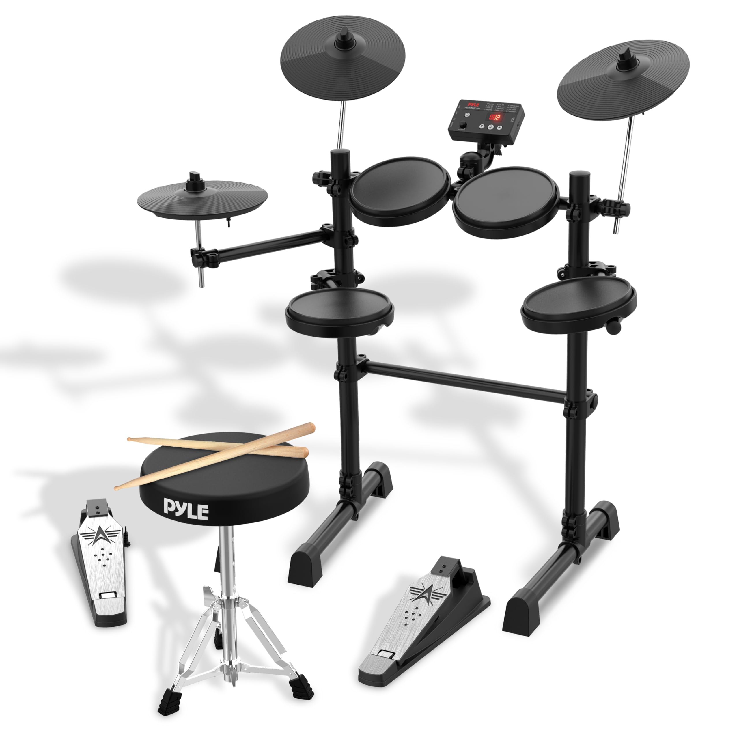 Pyle 7-Piece Electric Drum Set, Electronic Drumming