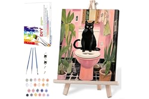 MIRCVSH Paint by Numbers Kits for Adults, Black Cat in The Totail Paint by Number for Adults Beginner, Paint by Numbers Kits on Canvas with Framed and Easel for Wall Decor 12x16in