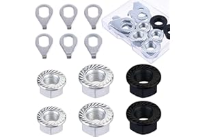 YQQYG 12PCS Bicycle Axle Nuts and Safety Washers, Bike Nuts for Wheels, Carbon Steel M8/M9.5/M10 Bicycle Hub Flanged Axle Nuts for Front Rear Mountain Road Kid City Bike Wheel