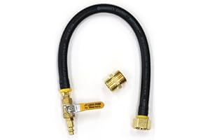 VIBRANT YARD COMPANY Winterize Sprinkler System, Outdoor Faucet, RV, Camper, and Travel Trailer: Air Compressor Plug To Garden Hose Faucet Blow Out Adapter (Lead-Free Brass) with Male-to-Male Fitting, 20" Long