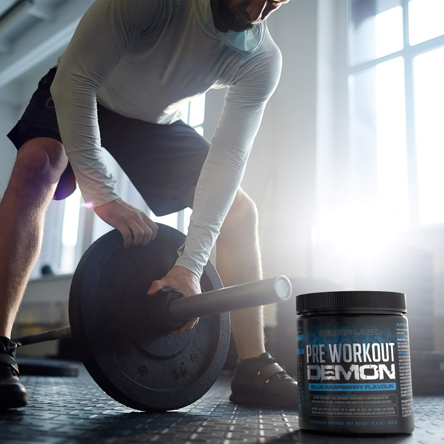 Pre Workout Demon (Blue Raspberry Flavour) - Hardcore Pre-Workout Supplement with Creatine, Caffeine, Beta-Alanine and Glutamine, 40 Servings: Health & Personal Care