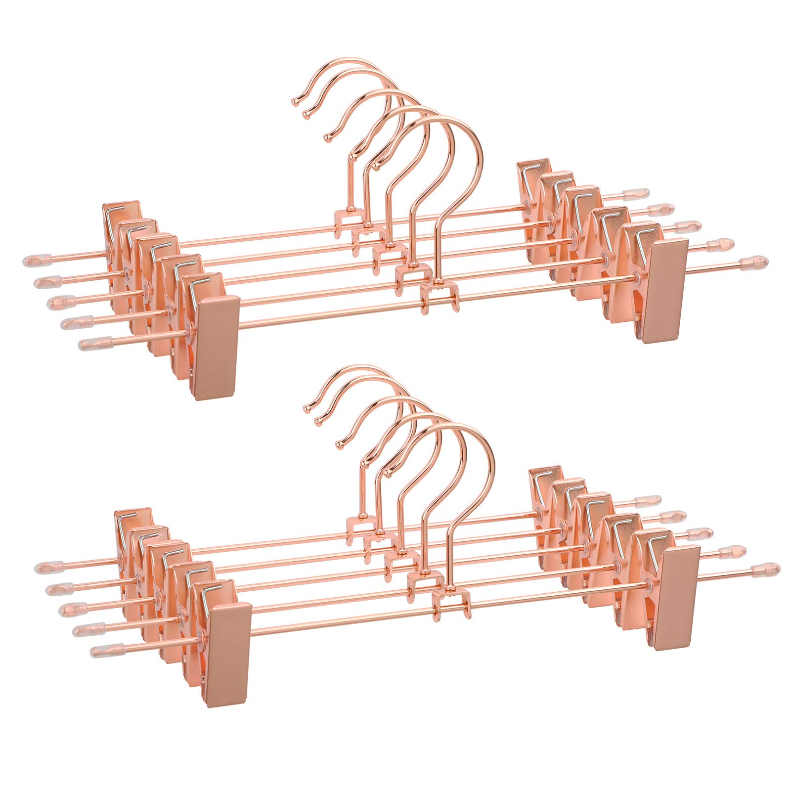SONGMICS Metal Clothes Hanger 31 cm 2 Non-Slip Clips for Skirts, Trousers, Underwear, Sturdy Hangers, Space Saving Rust-Proof 360° Rotation Pack of 10 CRI46R-10