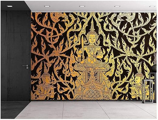 Amazon Com Wall26 Black And Gold Traditional Thai Temple Painting