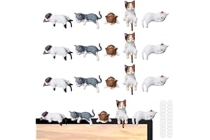 20 Pcs Mini Cat Figurines, Realistic Cute Resin Cat Ornaments, Adorable Computer Monitor Decor for Computer 20 Piece Mini Res