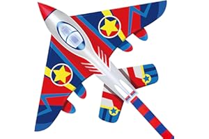 HONBO 58" Fighter Plane - Kite for Kids & Adults, Easy to Fly, Beach Trip Beginner Kite with Reel and 200ft String