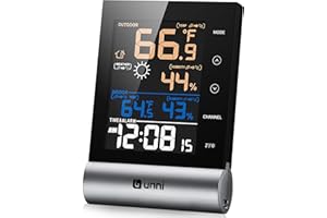 U UNNI Indoor Outdoor Thermometers Wireless Temperature Humidity Monitor 328ft Range with High-Definition Screen & Wireless Remote Sensor