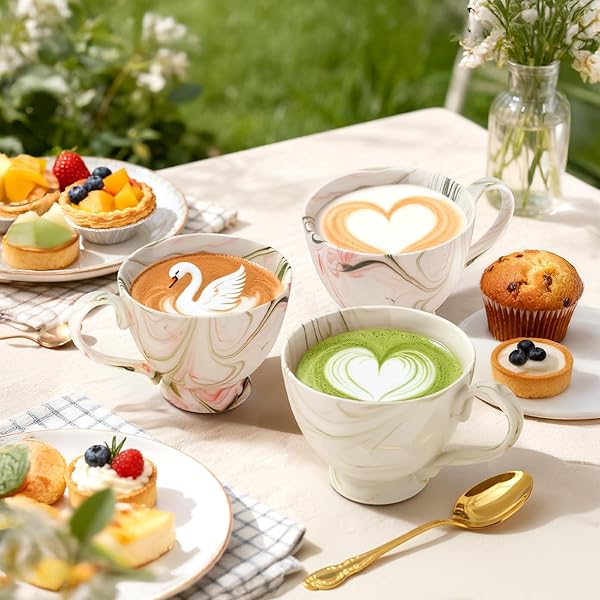 STATAPPY PROMOTION, 2-PIECE MARBLE CERAMIC COFFEE MUG SET,...