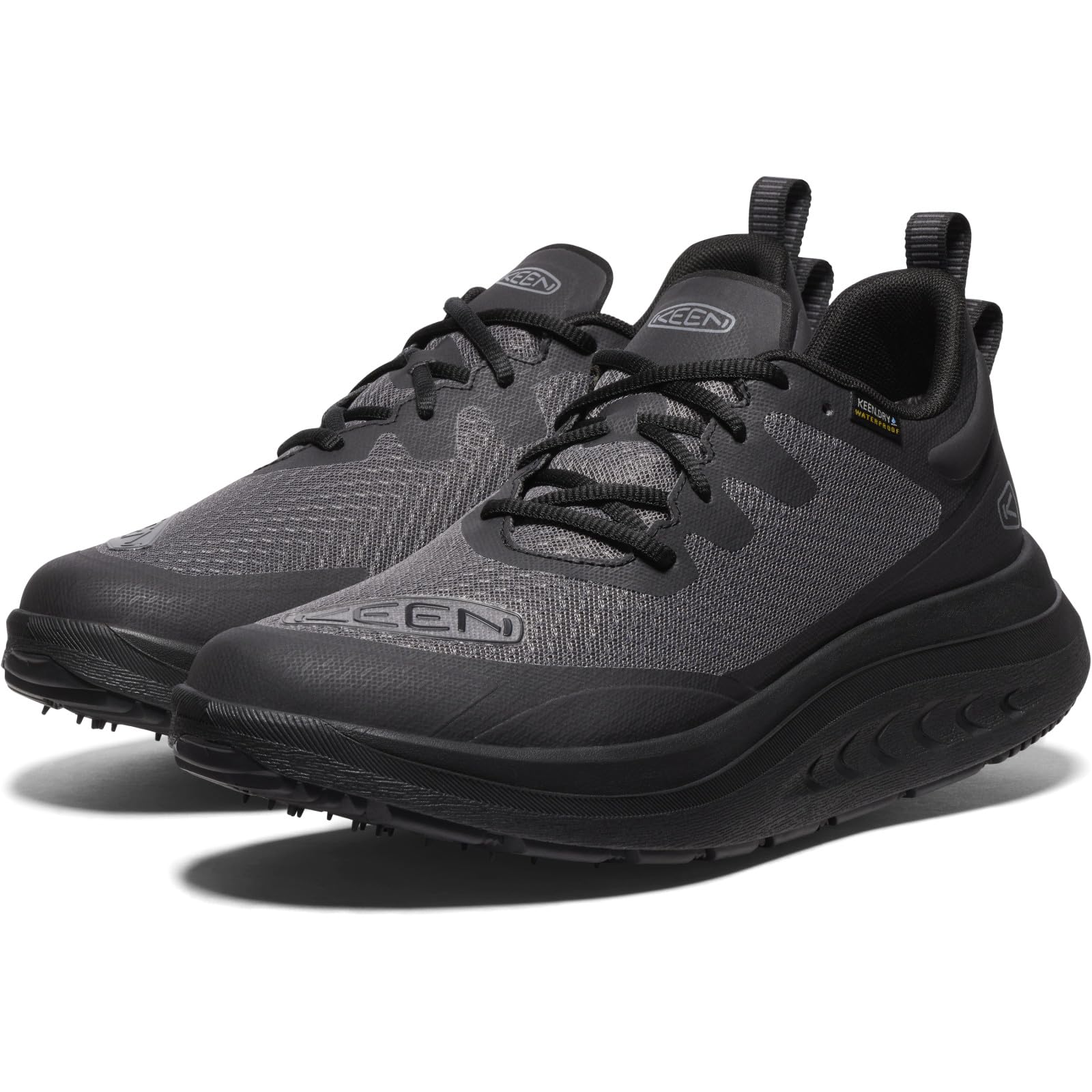 KEEN Women's WK400 Performance Waterproof Walking Shoes, Triple Black, 8.5