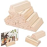 Marsui 12 Pcs Wood Place Card Holders Trapezoidal Wooden Table Number Holder Sign Support Stand for Name Card for Christmas Wedding Retail Shop Birthday Party Event Home Decor(12 Packs,0.06 Inches)