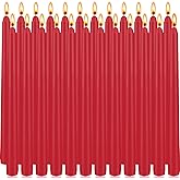 Red Taper Candles 24 Pack, 10 Inch Unscented Holiday Dinner Candles for Valentine's Day Table Decor, Wedding Centerpieces, Long-Lasting 7-8 Hour Burn Time, Premium Wax