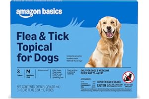 Amazon Basics Flea and Tick Topical Treatment for Medium Dogs (23-44 Pounds), 3 Count, Packaging May Vary