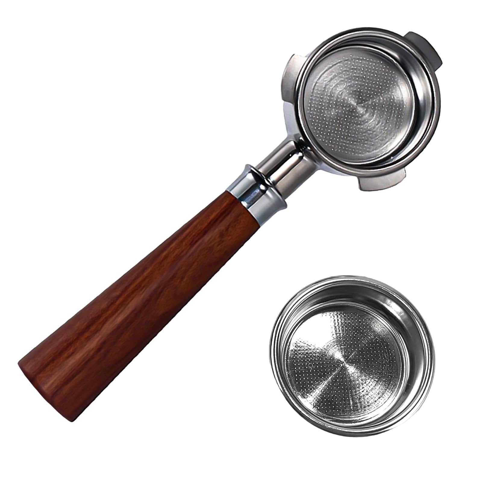 Photo 1 of 54mm Bottomless Portafilter - with Stainless Steel Filter Basket, Compatible with Breville Barista Pro, Bambino Plus, Barista Express Impress, Infuser, Barista Touch, Duo-Temp Pro & Bambino (Brown)