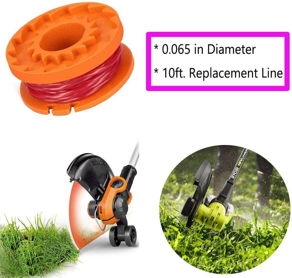 TOPEMAI WA0010 Replacement Trimmer Spool Line 0.065” for Worx WG154 WG163 WG160 WG180 WG175 WG155 WG151 String Trimmer (12 Spools + 3 Caps) : Garden & Outdoor