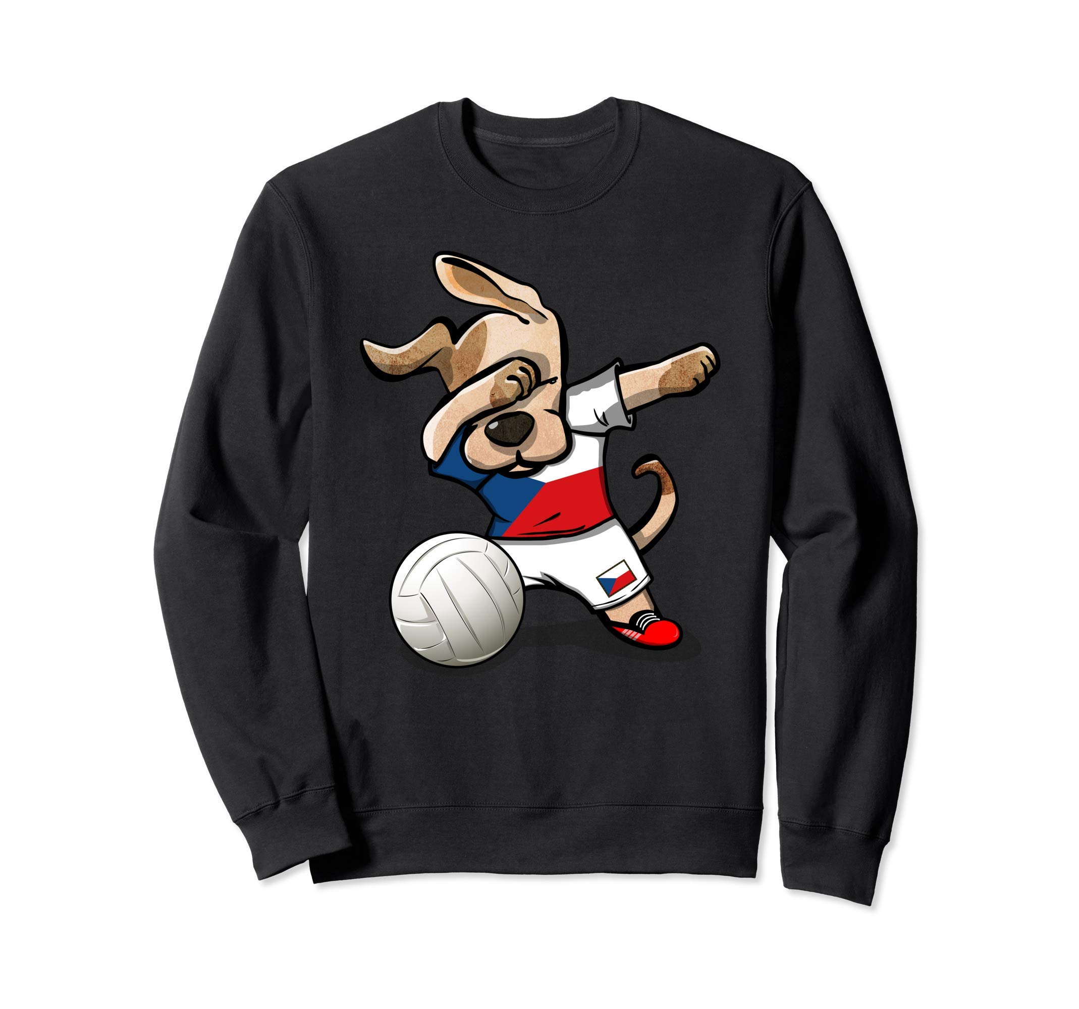 Dabbing Dog Proud Czech Republic Volleyball Lover Czech Flag Sweatshirt
