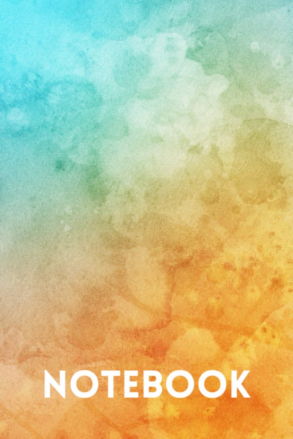 Notebook: Lined Notebook Journal - Orange Blue Watercolor - 120 Pages - (6” x 9”)