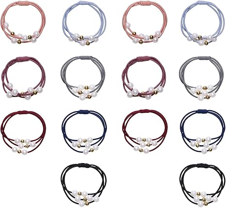 Shapenty 7 Colored Cute Multi Layer Pearl Hair Ties Bands Rope