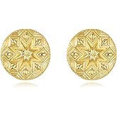 14K Gold Star Pattern Stud Earrings Hypoallergenic Unique Gold tud Earring Jewelry for Women Every Occasion