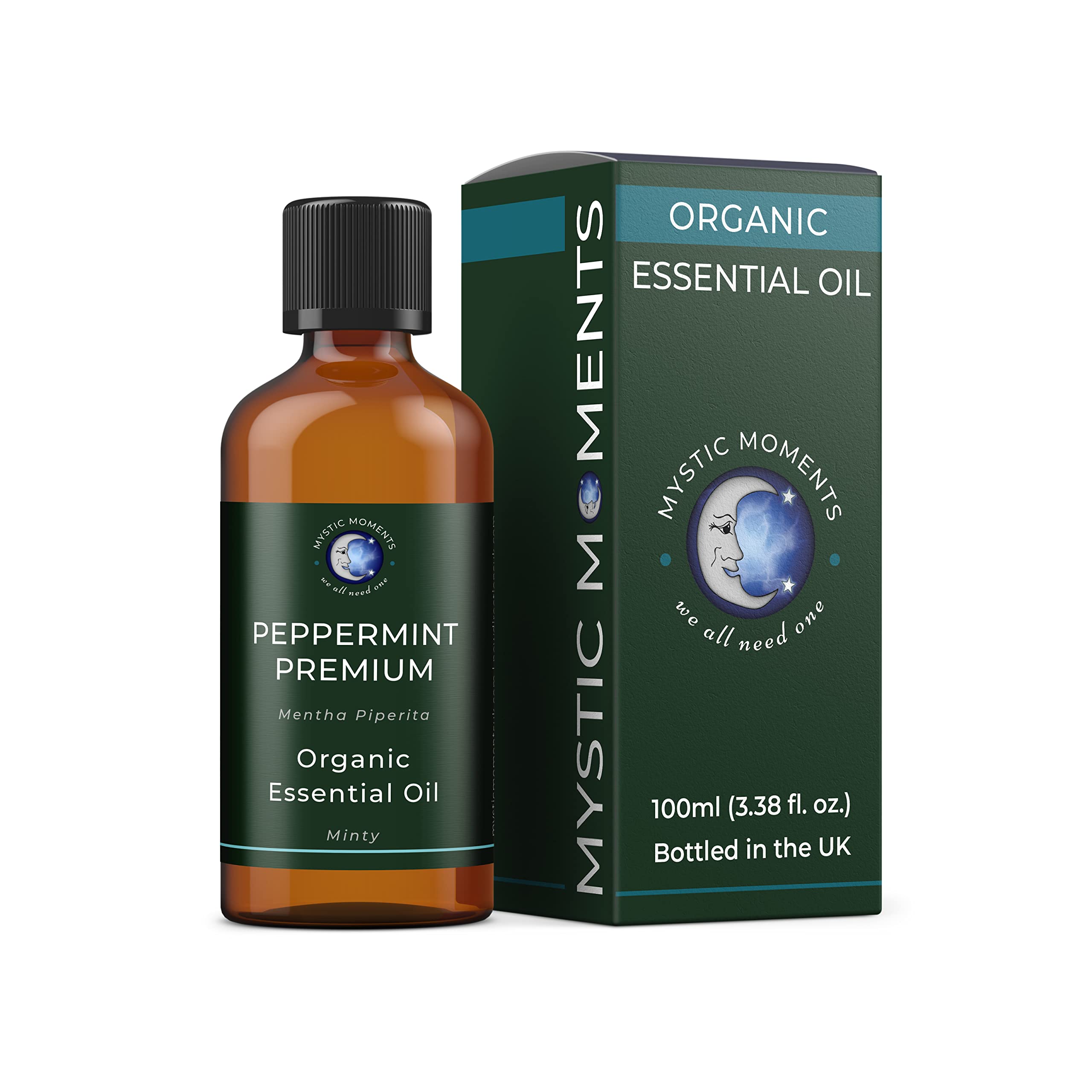 Mystic Moments | Premium Organic Peppermint Essential Oil (Mentha piperita) 100ml| Fresh Cooling Mint Aroma | Energising Home Ambience | Aromatherapy & DIY Blends — image 1
