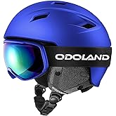 Odoland Ski Helmet and Goggles Set, Snowboard Helmet Glasses for Men, Women & Youth - Shockproof/Windproof Gear for Skiing, Snowboarding
