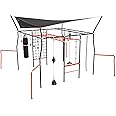 Vuly Ninja Quest Monkey Bars Extra Large Ninja Warrior Playset& Jungle Gym with Shade Cover, Cargo Net, Round Ninja Grips, Flying Fox, Boxing Bag, Gym Rope, Jungle Rope, Roman Rings & Punching Ball