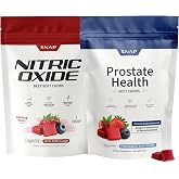 Snap Supplements Prostate Health + Nitric Oxide Bundle, 60 Soft Chews Each | For Men Noticing More Bathroom Trips, Helps Tonify Nighttime Frequency + Beet Root Chews, Pomegranate-Berry + Mixed Berry