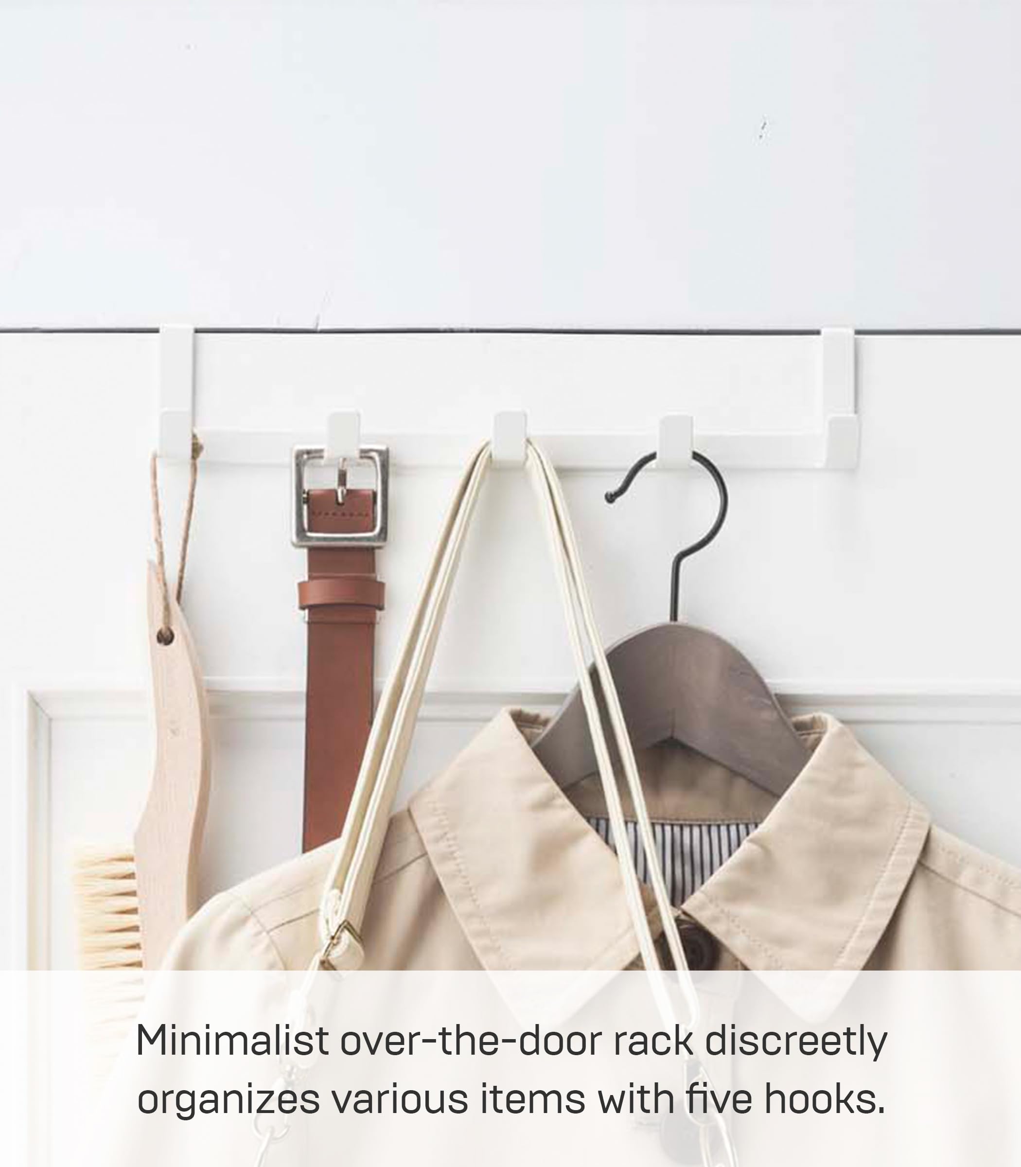 YAMAZAKI home Smart Wide Over the Door Rack, White