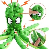 RAYITO Octopus Dog Toy No Stuffing Squeaky Crinkle for Small Medium Dogs Green view 3