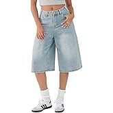 EMMIOL Women Jean Jorts Baggy Loose Fit Jean Shorts 2026 Summer Trendy Wide Leg Long Denim Shorts Y2K Clothes