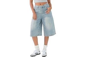 EMMIOL Women Jean Jorts Baggy Loose Fit Jean Shorts 2025 Summer Trendy Wide Leg Long Denim Shorts Y2K Clothes