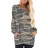 KUOTAI Womens Fall Long Sleeve T-Shirts Casual Tunic Tops for Leggings Loose Soft Blouses with Pocket