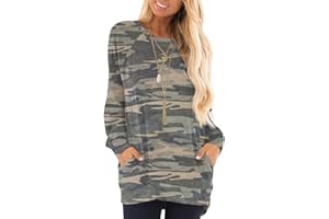 KUOTAI Womens Fall Long Sleeve T-Shirts Casual Tunic Tops for Leggings Loose Soft Blouses with Pocket