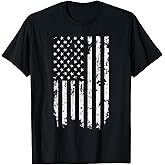 Threadrock Distressed American Flag T-Shirt - Unisex-Adults, Kids - Black - Short Sleeve - Classic Fit - Crew Neck - Small