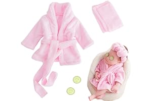 M&G House Newborn Photography Props Bathrobe Outfits Girl Baby Robe Bath Towel Costume Sets 0-6 Months(Pink)