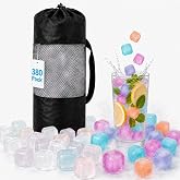 VOGVOG Reusable Ice Cubes for Drinks, Color-changing, Square, 380 Pack | BPA-Free Plastic Cubes, Won't Dilute Flavor, Non-Melting Look, Storage Bag, Coolers, Camping, Beach, Party Drinks