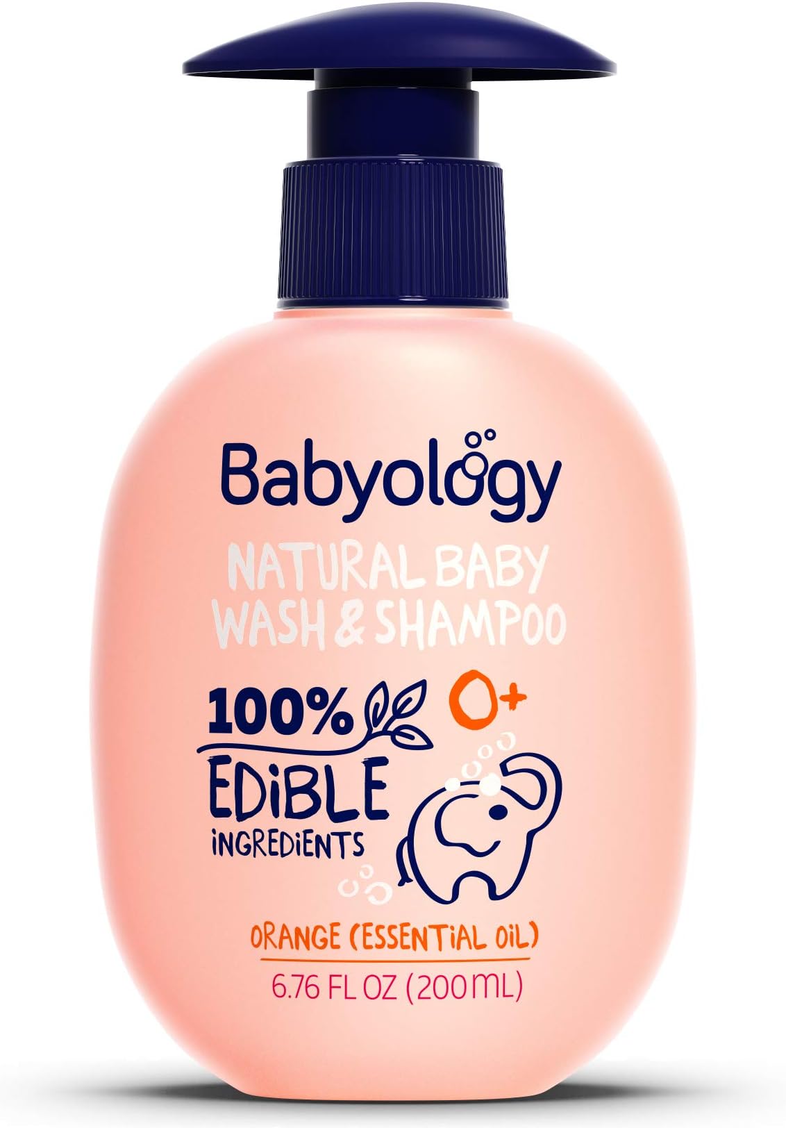 Babyology All Natural Baby Wash and Shampoo - 100% Edible Ingredients - with Organic Orange Essential Oil (Fragrance Free) – Good for Sensitive Skin - Non Toxic - Tear Free (Scents & Packs Vary)