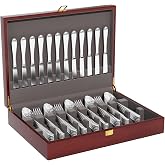 Mahogany Silverware Storage Box,Silverware Chest Case for Silver Flatware | Flatware Storage Box with Anti Tarnish Felt Lined and Lid,Wooden Silverware Boxes for Flatware,Flatware Chest for 12 Servings