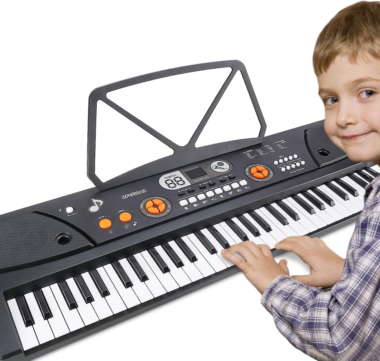 Electronic Piano Keyboard, Magicfun 61-Key Children’s Portable Digital Piano Keyboard with Music Stand, Power Connector…